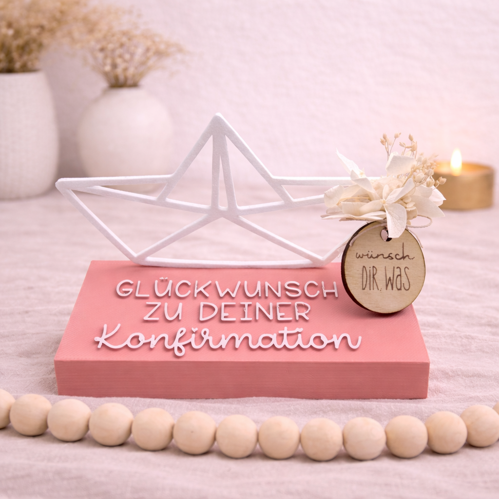 Geschenk „Glückwunsch zu deiner Konfirmation/Kommunion“ – Personalisierte Tischdeko & Geschenkidee