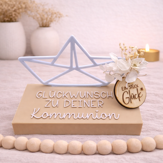 Geschenk „Glückwunsch zu deiner Konfirmation/Kommunion“ – Personalisierte Tischdeko & Geschenkidee