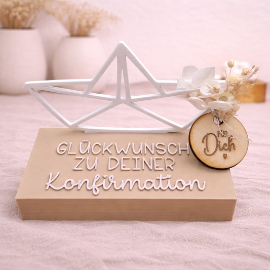 Geschenk „Glückwunsch zu deiner Konfirmation/Kommunion“ – Personalisierte Tischdeko & Geschenkidee