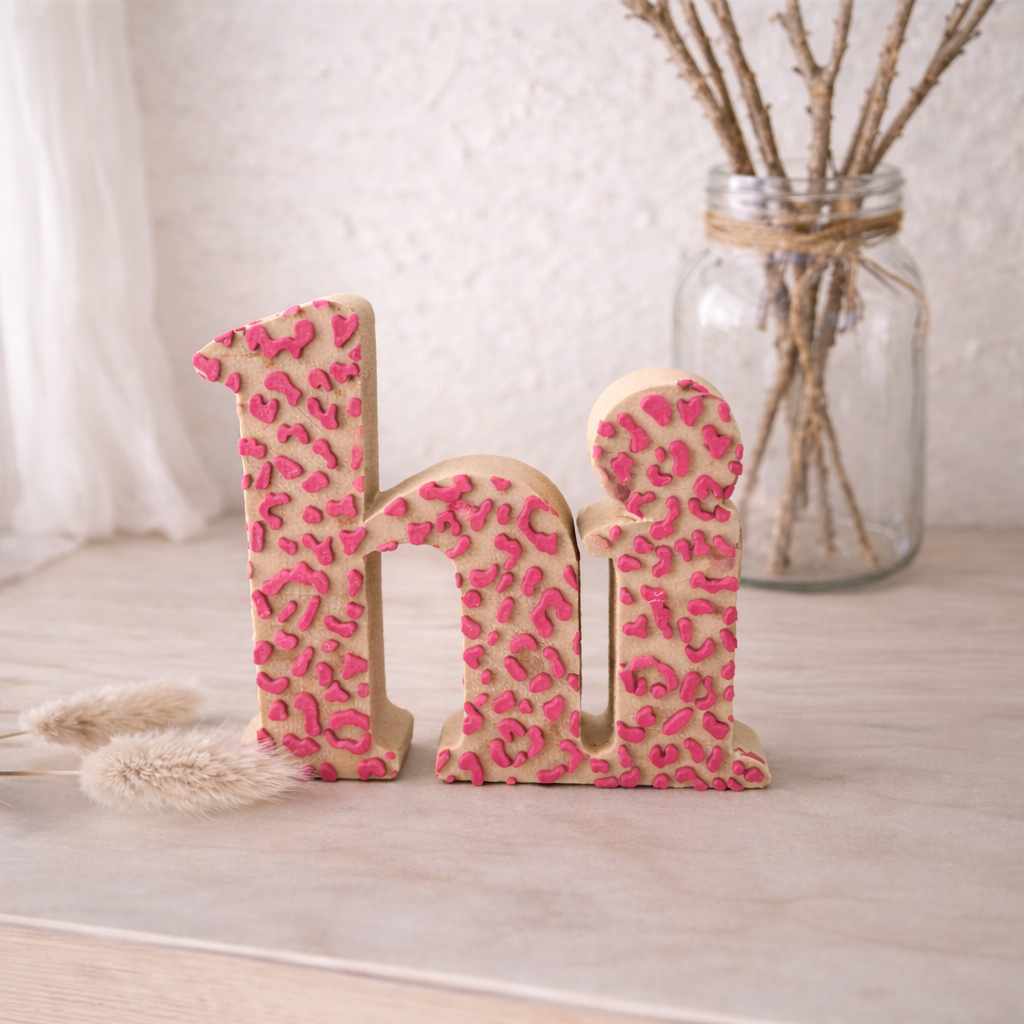 Statement Schriftzug „hi“ in Leo-Optik