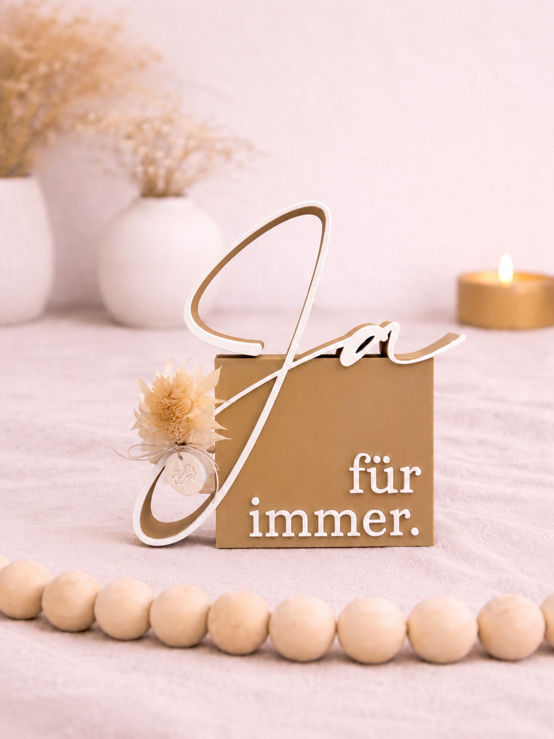 Statement Schriftzug „Ja für immer.“ – Moderne Hochzeitsdeko | Romantische Tischdeko & Geschenkidee