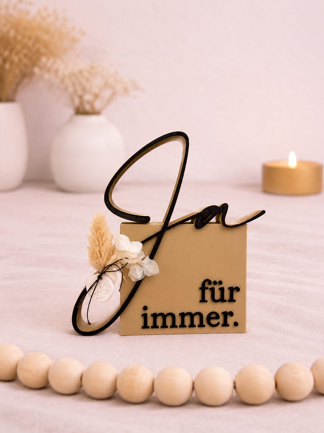 Statement Schriftzug „Ja für immer.“ – Moderne Hochzeitsdeko | Romantische Tischdeko & Geschenkidee