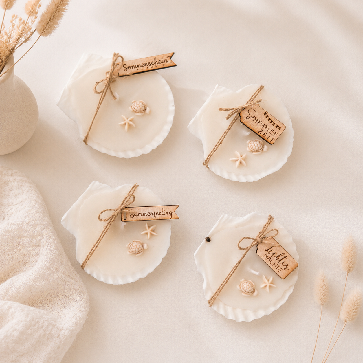 Muschelkerze mit Sommer-Vibes – Handgegossene Deko Kerze im maritimen Design | Geschenkidee Sommer